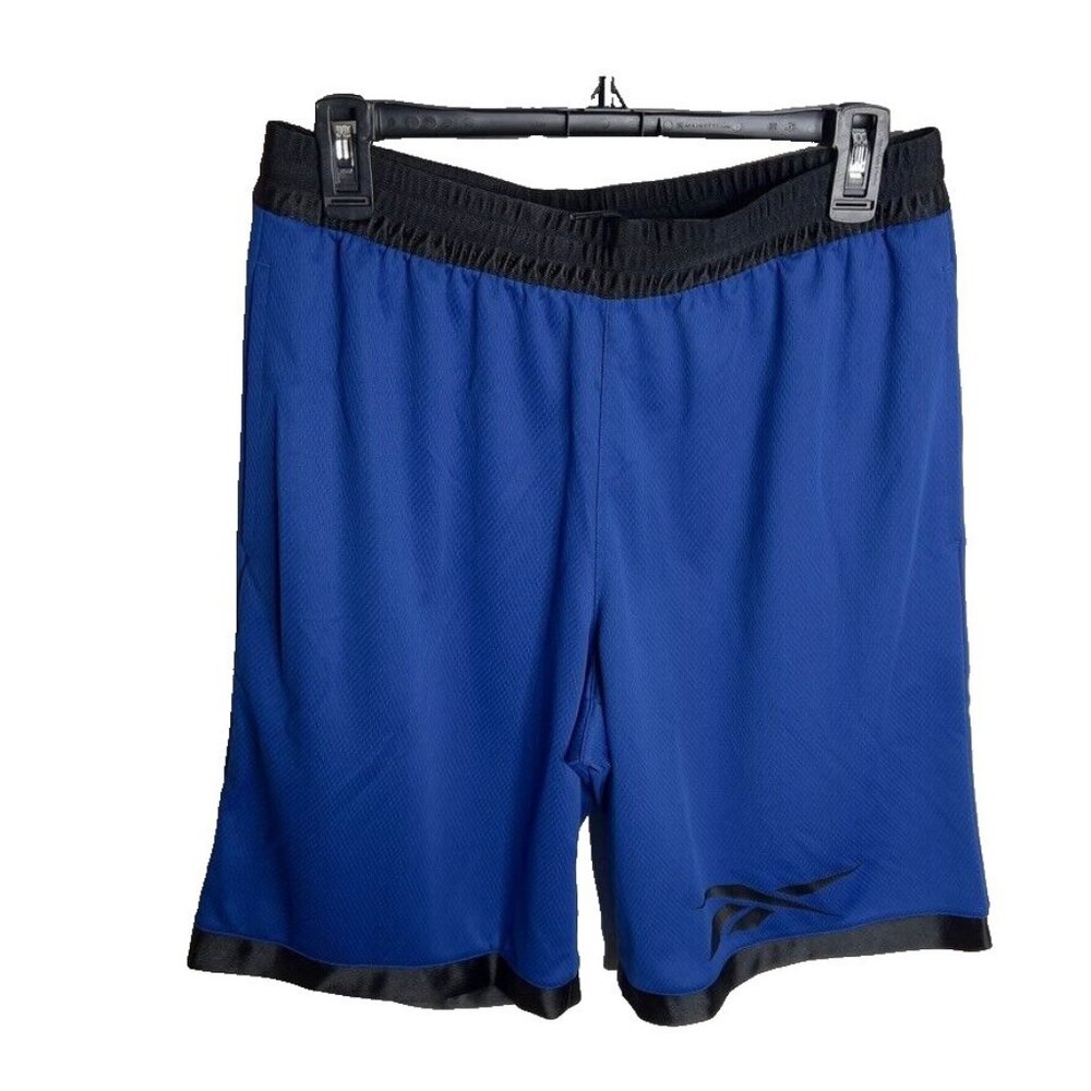 Reebok Men's Regular-Fit Logo-Print Mesh Basketball Shorts Size M Blue/Black